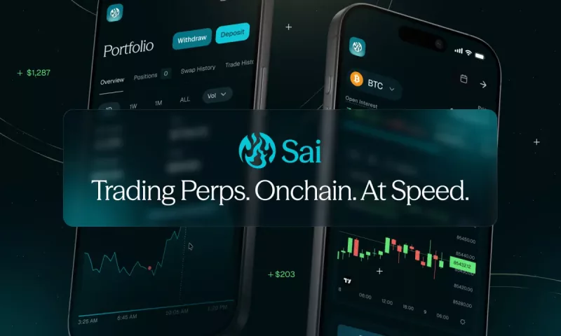 Sai Perps trading interface with gasless transaction indicator