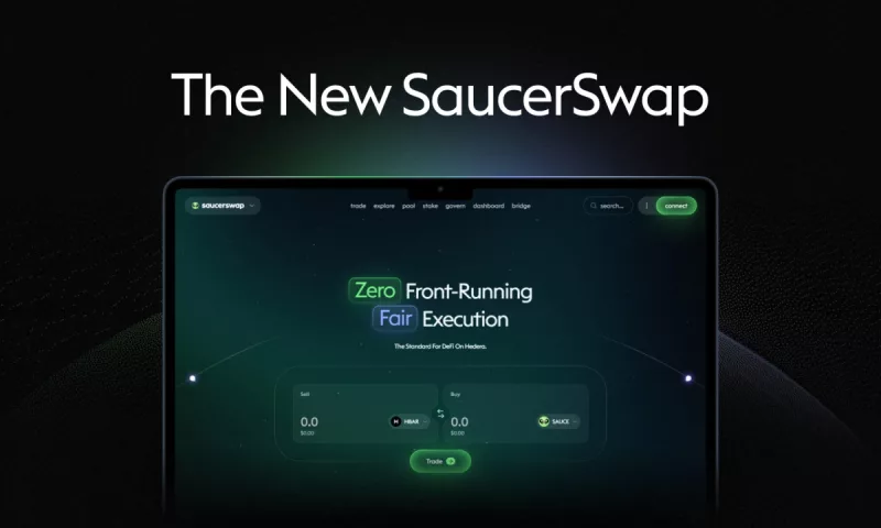 SaucerSwap redesign interface showing new navigation and analytics