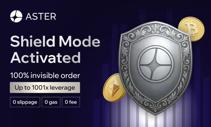 Aster Shield Mode interface showing protected 1001x leverage trading