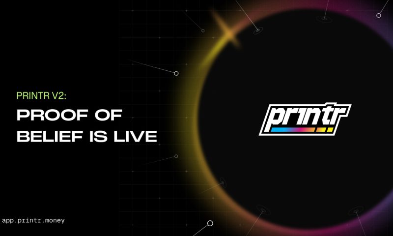 Printr V2 fee model selection and Proof of Belief staking dashboard